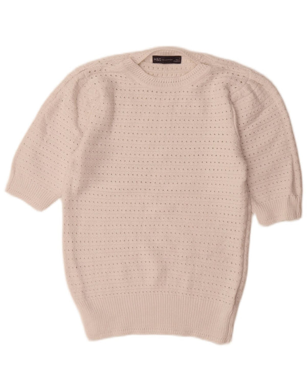 Marks & Spencer Damski sweter z okrągłym dekoltem, UK 10, mały, biały