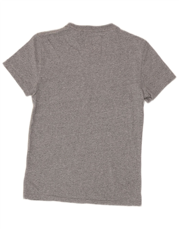Męski T-shirt z grafiką Superdry, mały, szary, bawełniany w cętki