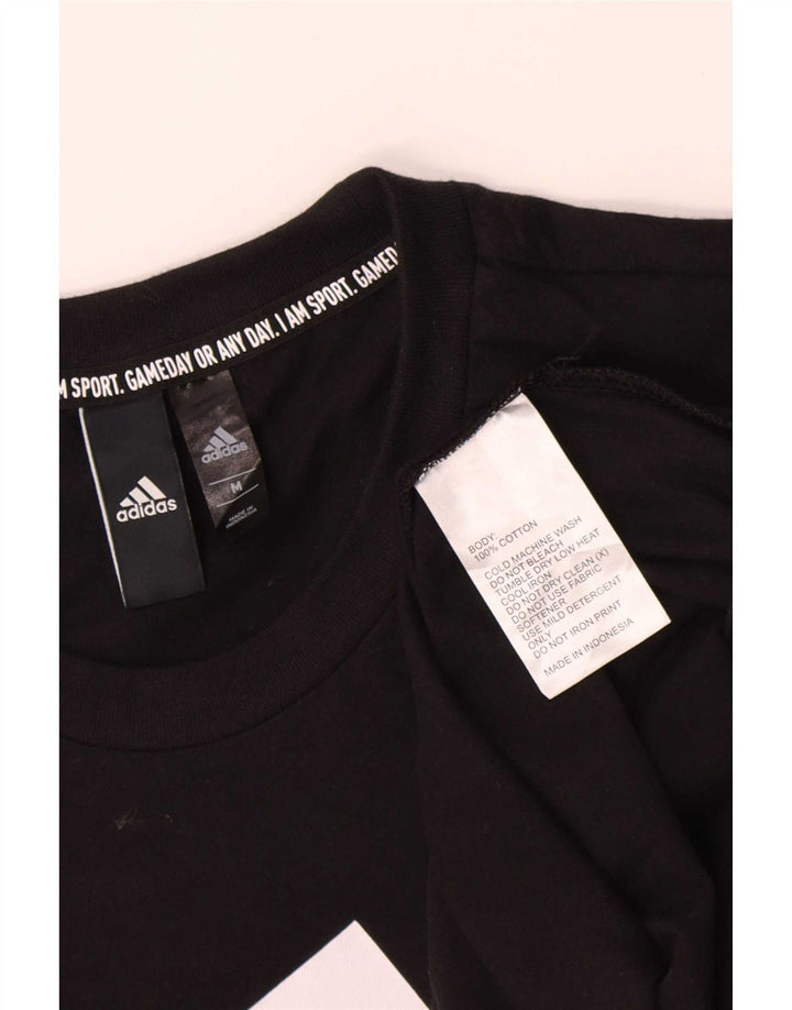 Męska koszulka z grafiką Adidas, średnia, czarna bawełna