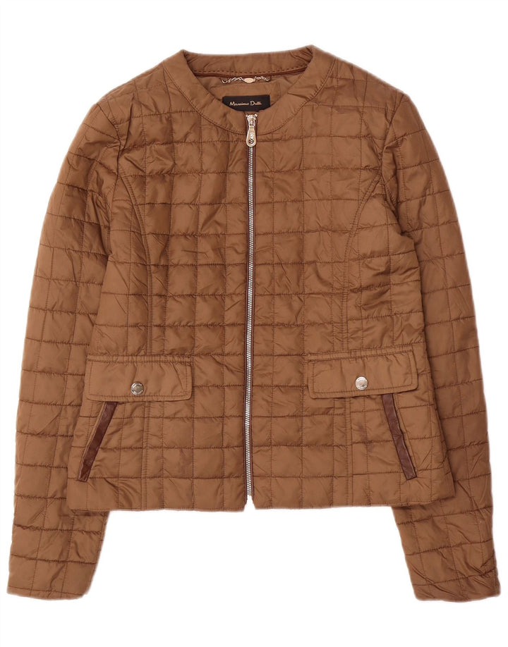 Damska pikowana kurtka Massimo Dutti UK 12, średni brąz, poliester