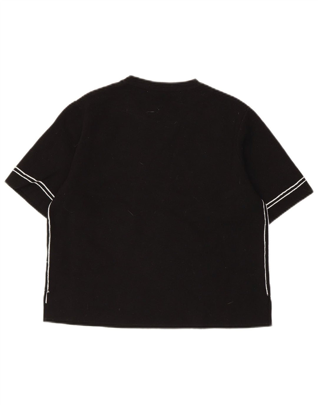 Damski sweter ZARA z krótkim rękawem i okrągłym dekoltem UK 12, średni czarny