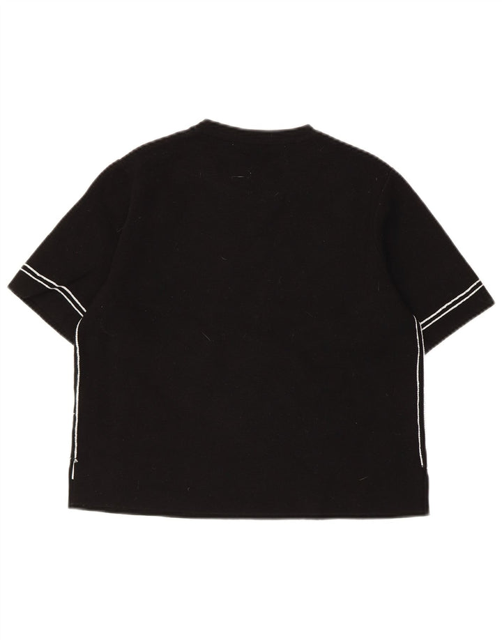 Damski sweter ZARA z krótkim rękawem i okrągłym dekoltem UK 12, średni czarny