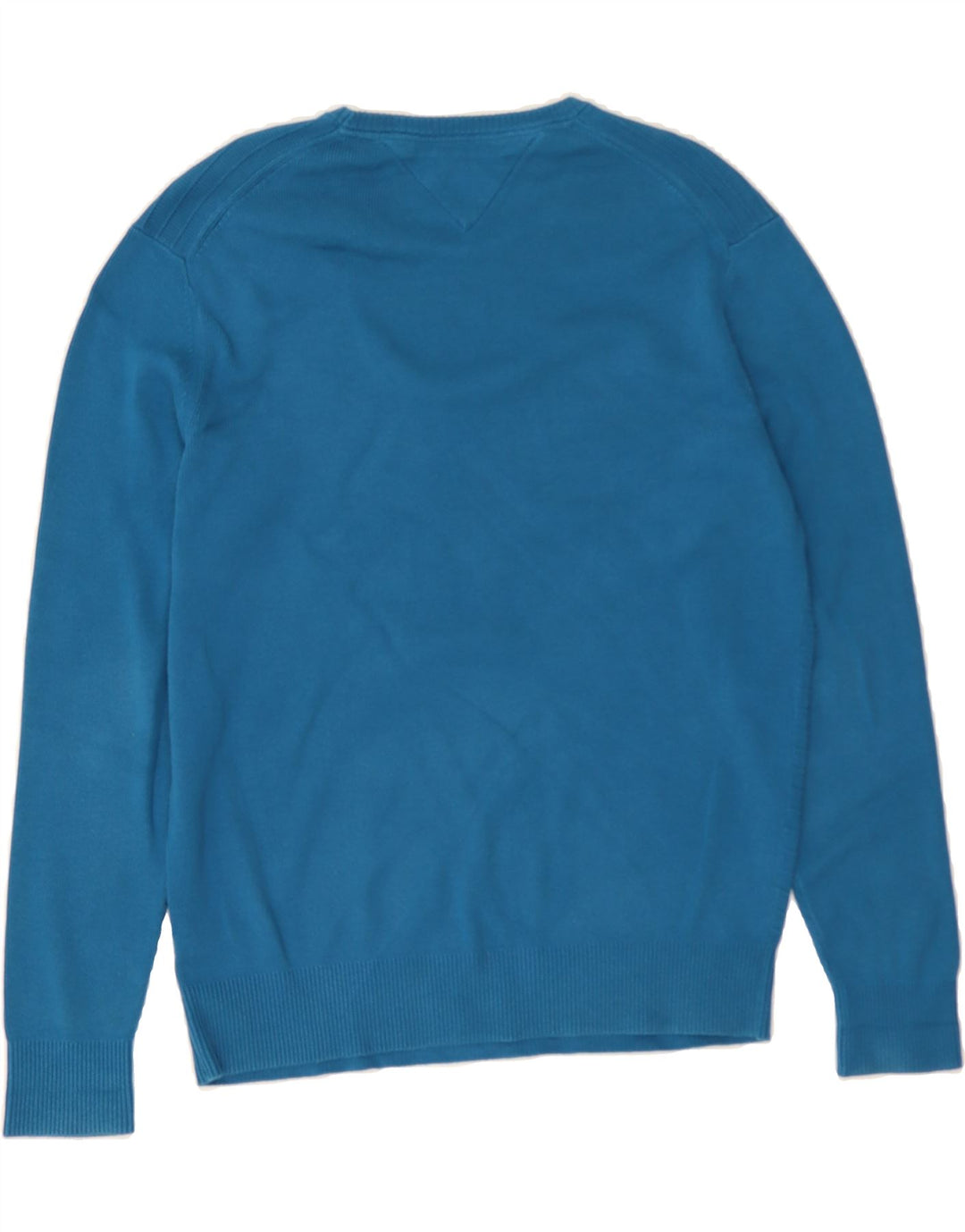 TOMMY HILFIGER Mens Crew Neck Jumper Sweater Medium Blue Cotton Vintage Tommy Hilfiger and Second-Hand Tommy Hilfiger from Messina Hembry 