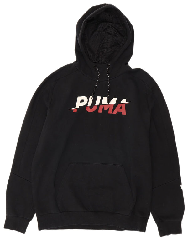Męski sweter z kapturem Puma z grafiką, duży, czarny, bawełniany
