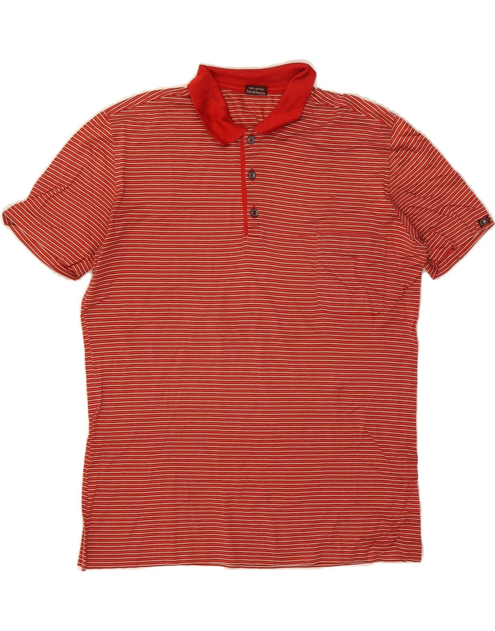 ENNIO MURACCHINI Mens Polo Shirt Medium Red Striped Cotton Vintage Ennio Muracchini and Second-Hand Ennio Muracchini from Messina Hembry 