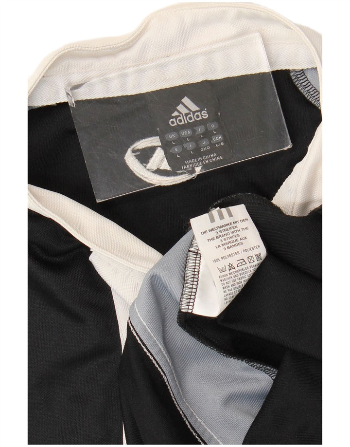 Męska koszulka polo Adidas, duża, czarna, poliestrowa z blokami kolorów