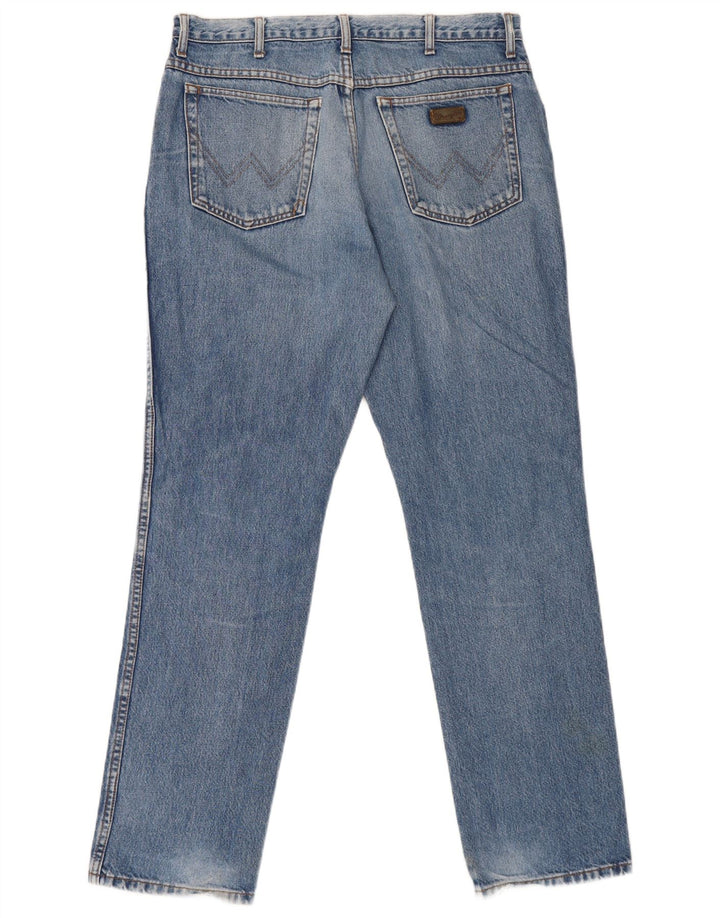 Męskie jeansy Wrangler Texas w trudnej sytuacji, proste W36 L32, niebieska bawełna