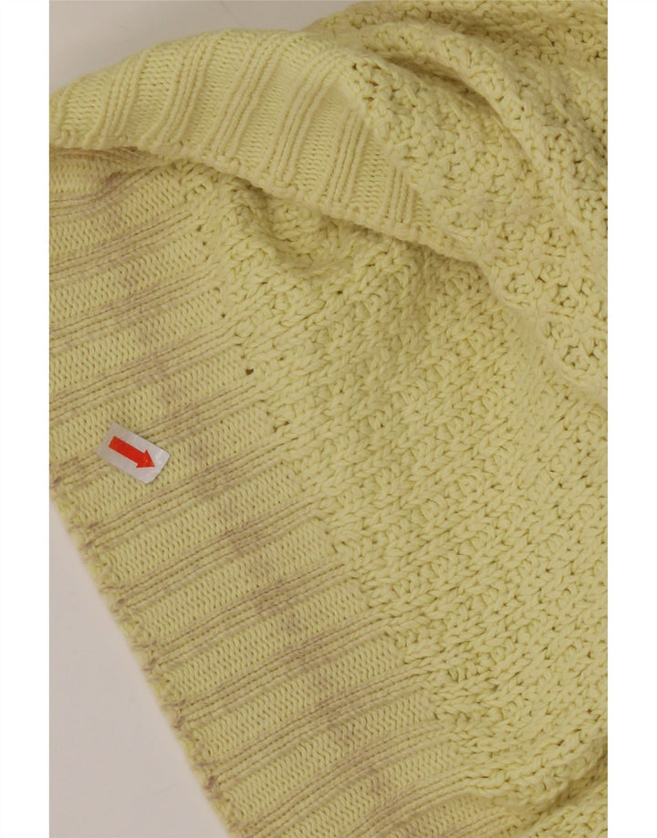 BENETTON Damski sweter z okrągłym dekoltem IT 50 XL, żółta bawełna