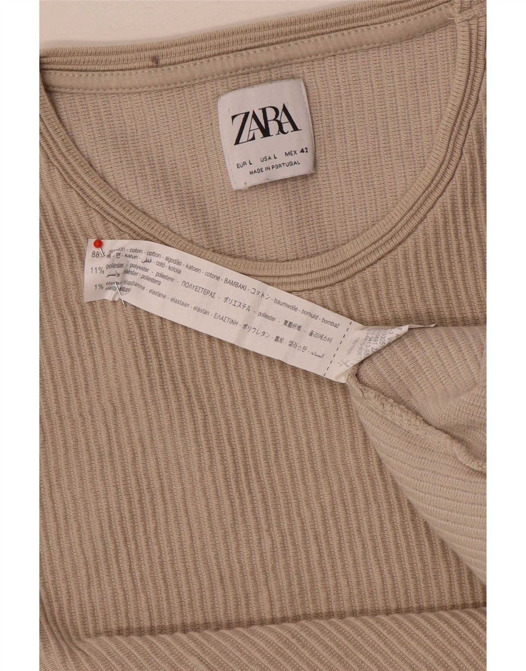 Męski top Zara z długim rękawem, duży, beżowy, bawełniany