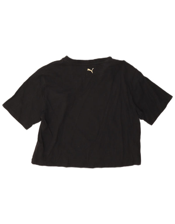 Damska koszulka Puma Crop Graphic Top UK 14, średnia czarna bawełna