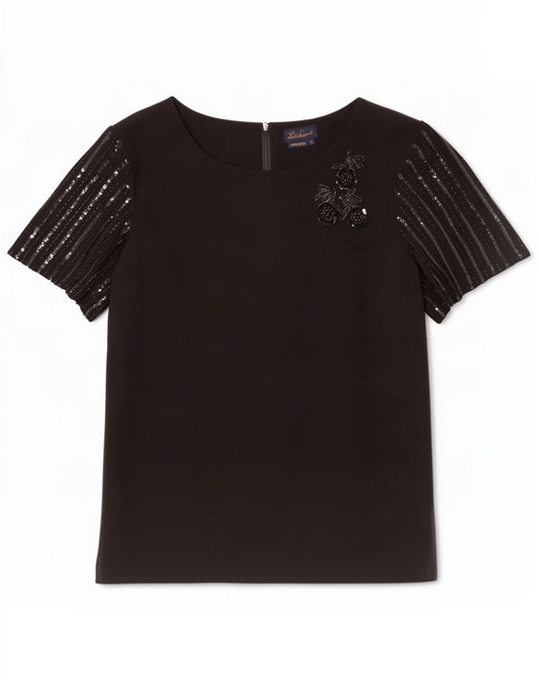 Luisa Spagnoli Womens Blouse Top UK 18 XL Black Floral Silk