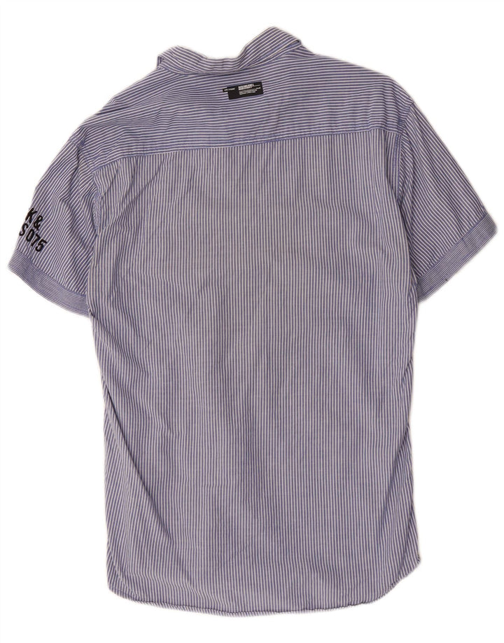Męska koszula z krótkim rękawem Jack & Jones, duże, niebieskie prążki