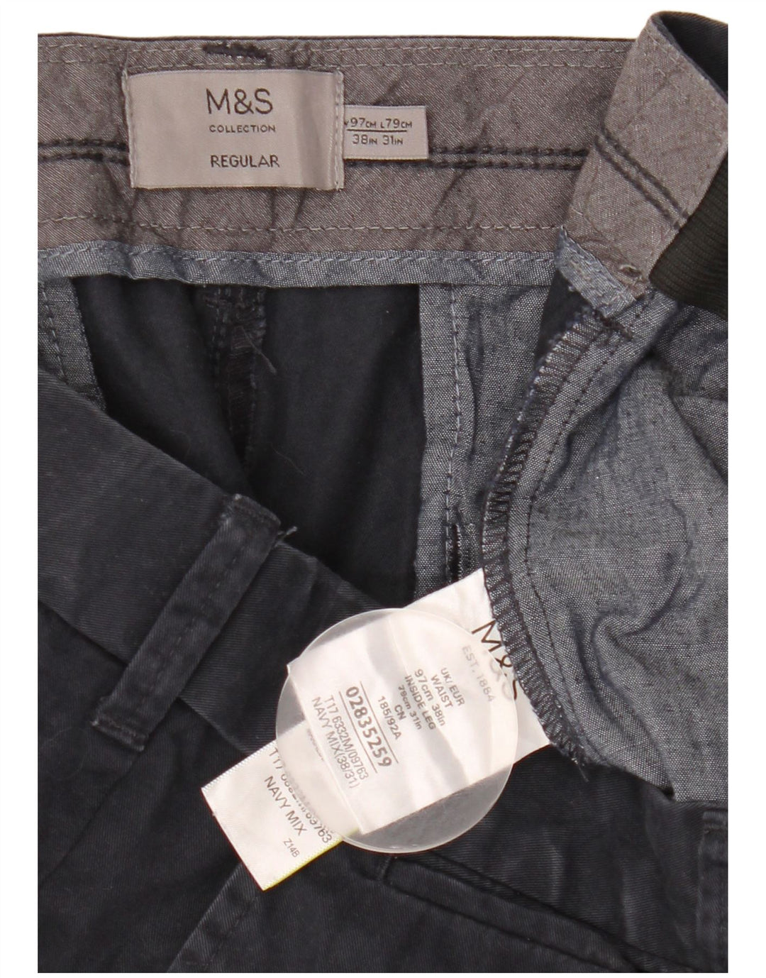 Męskie spodnie typu chino Straight Regular Marks & Spencer W38 L31 granatowe