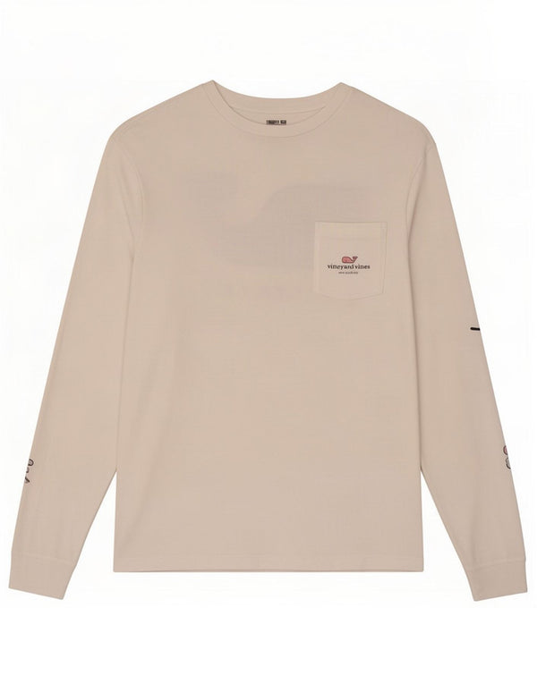 Męski top graficzny Vineyard Vines z długim rękawem XS Biała bawełna