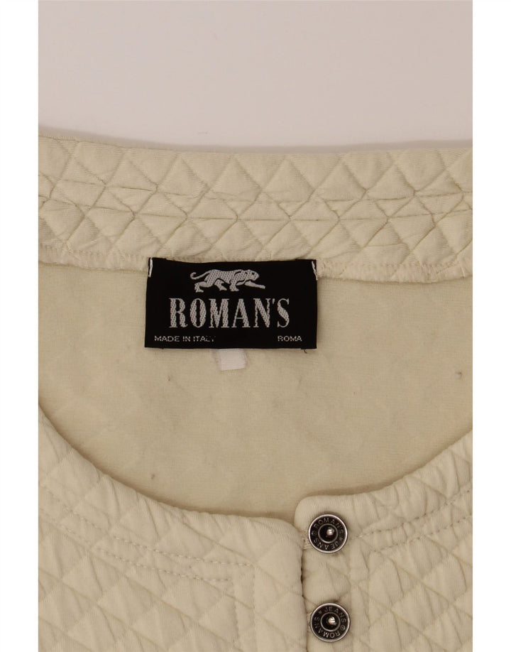 ROMAN'S Womens Crop Cardigan Sweater UK 10 Small Beige Argyle/Diamond Vintage Roman's and Second-Hand Roman's from Messina Hembry 