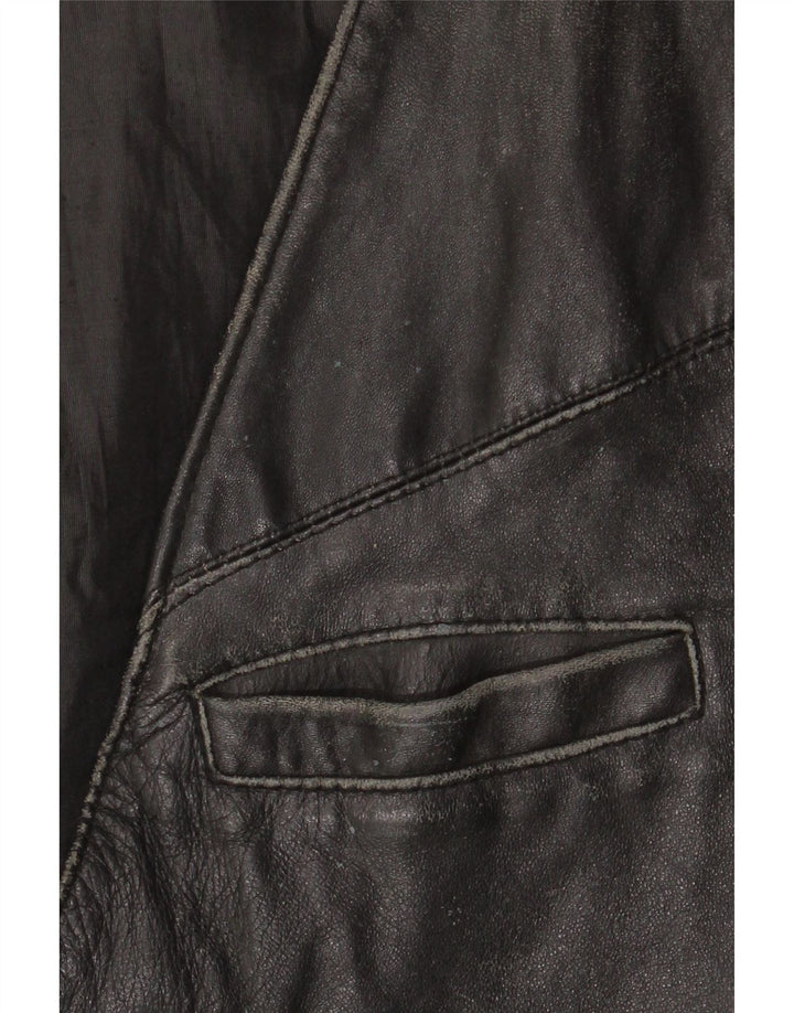 VINTAGE Męska kamizelka skórzana IT 52 duża czarna skóra