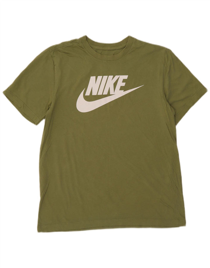 Męski T-shirt z grafiką Nike, bawełniany, średni zielony