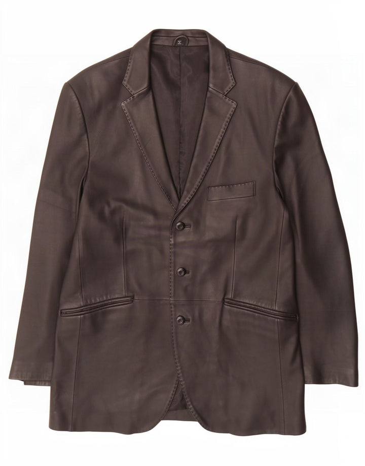 Ben Sherman Męska skórzana marynarka zapinana na 3 guziki UK 40, duża czarna