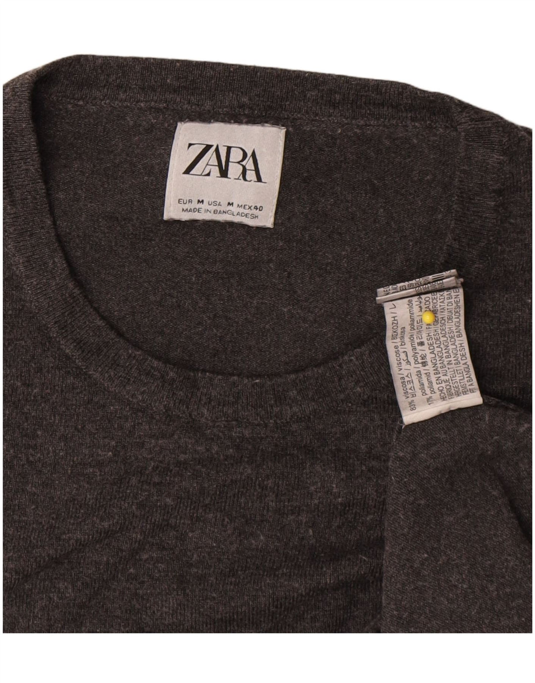 Damski sweter z okrągłym dekoltem Zara UK 14 Średni szary, nakrapiany wiskoza