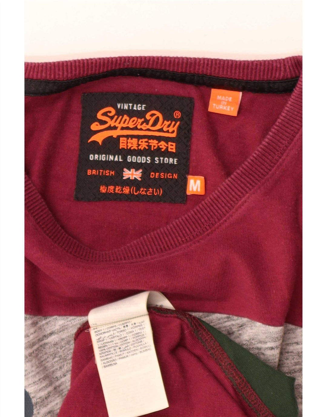 Męski top Superdry z grafiką, długim rękawem, bawełniany w kolorze średniej czerwieni