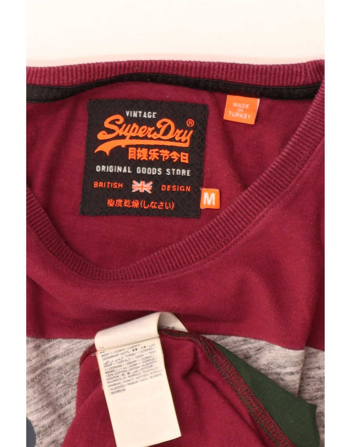 Męski top Superdry z grafiką, długim rękawem, bawełniany w kolorze średniej czerwieni