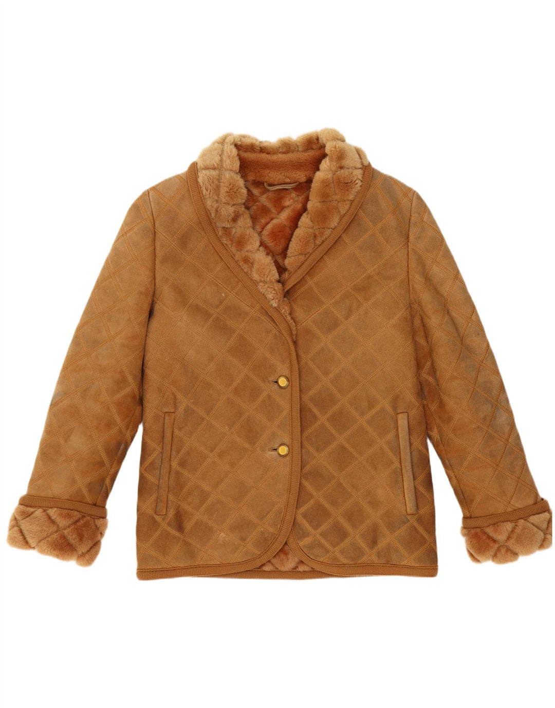 Damska kurtka shearling Rupp & Taureck Couture UK 14, średni brąz