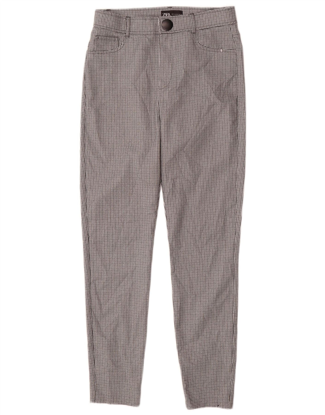 Damskie spodnie typu slim casual Zara, średnie W28 L27, czarne w pepitkę
