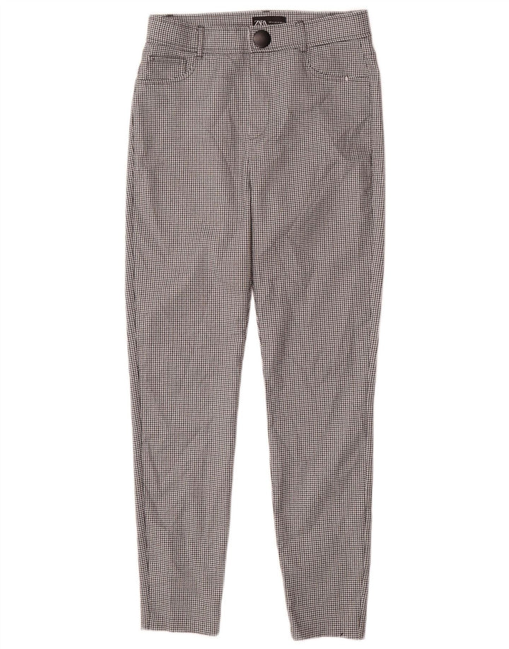 Damskie spodnie typu slim casual Zara, średnie W28 L27, czarne w pepitkę
