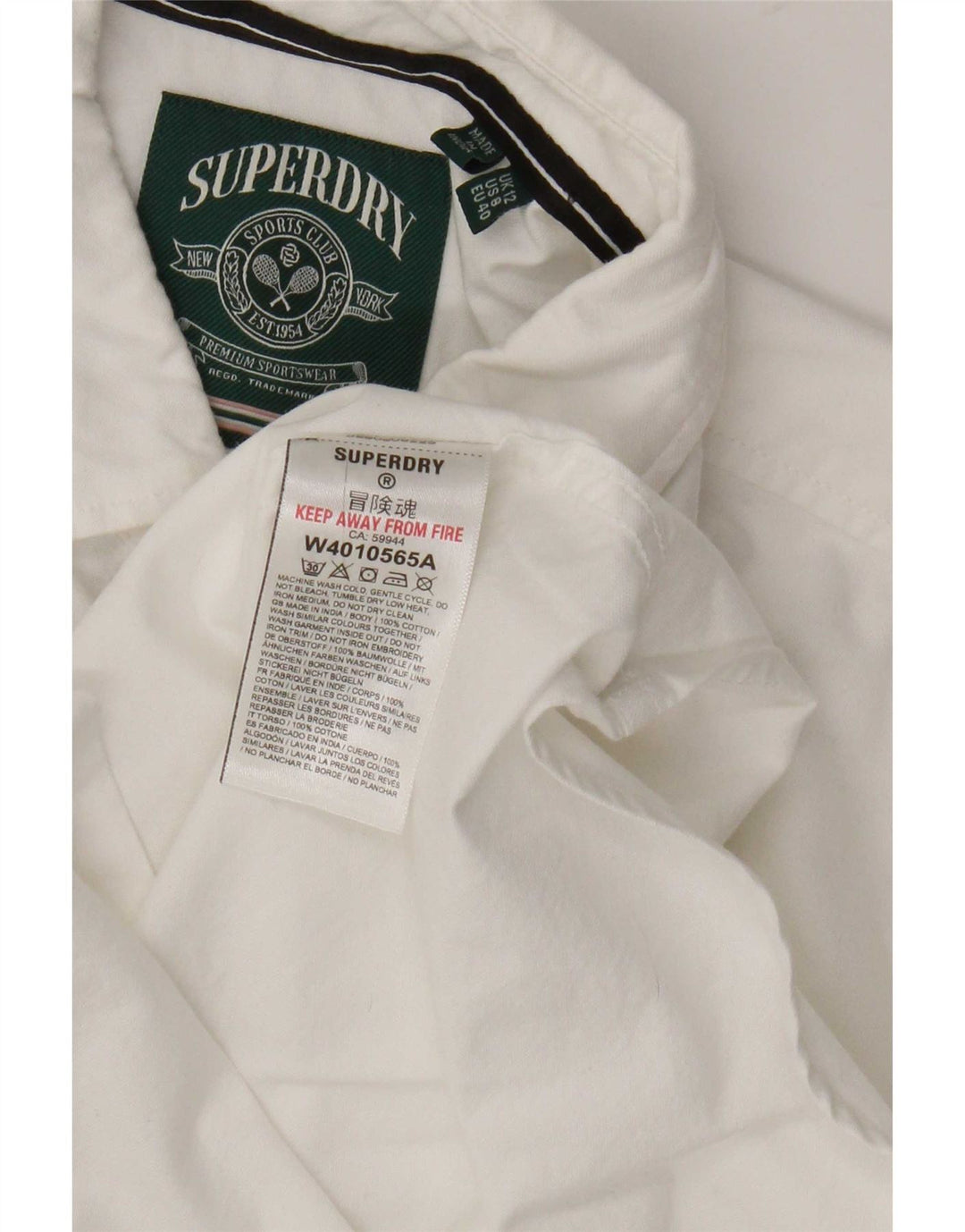 Koszula damska Superdry UK 12 Średnia biała bawełna