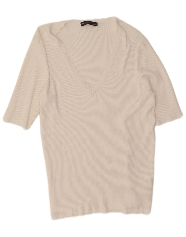 T-shirt damski Marks & Spencer Top UK 16 Large, biała wiskoza