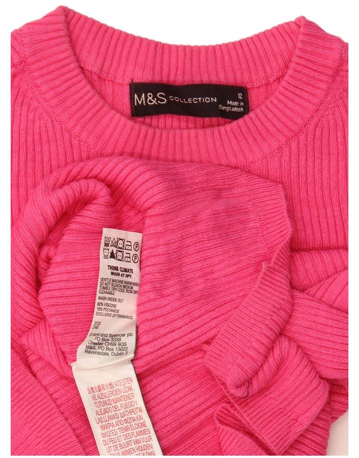 Sweter damski Marks & Spencer z okrągłym dekoltem, UK 12, średnioróżowy, wiskoza