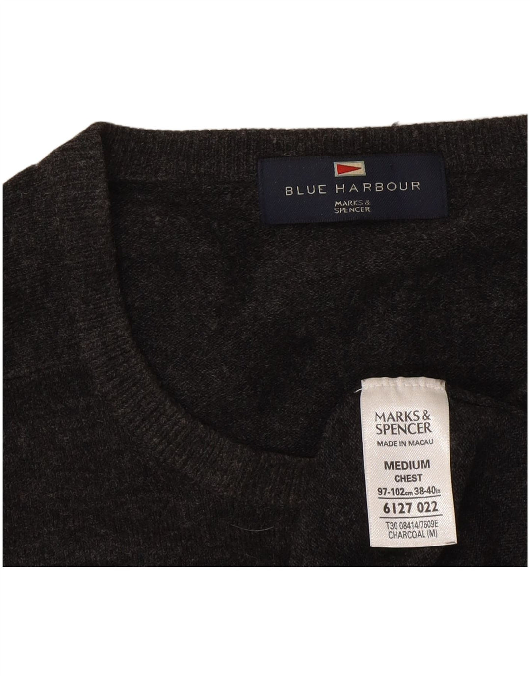 Marks & Spencer Męski sweter z okrągłym dekoltem, średnioszary, akrylowy