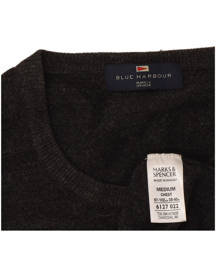 Marks & Spencer Męski sweter z okrągłym dekoltem, średnioszary, akrylowy