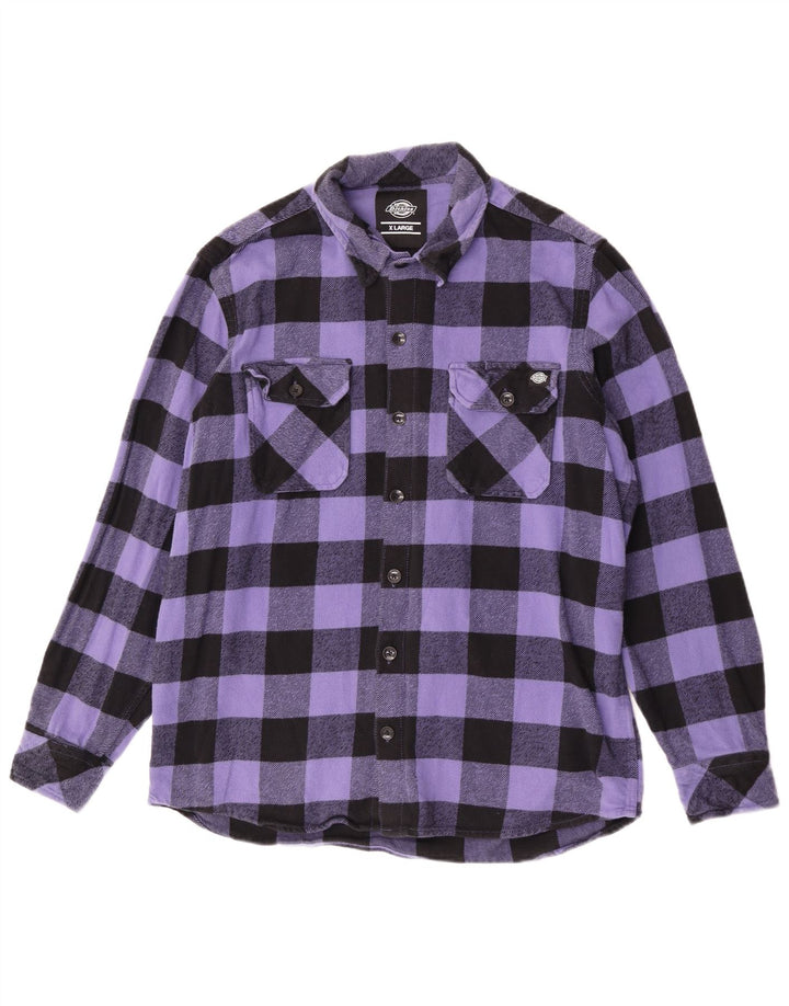 Męska koszula flanelowa Dickies XL, bawełniana w fioletową kratkę