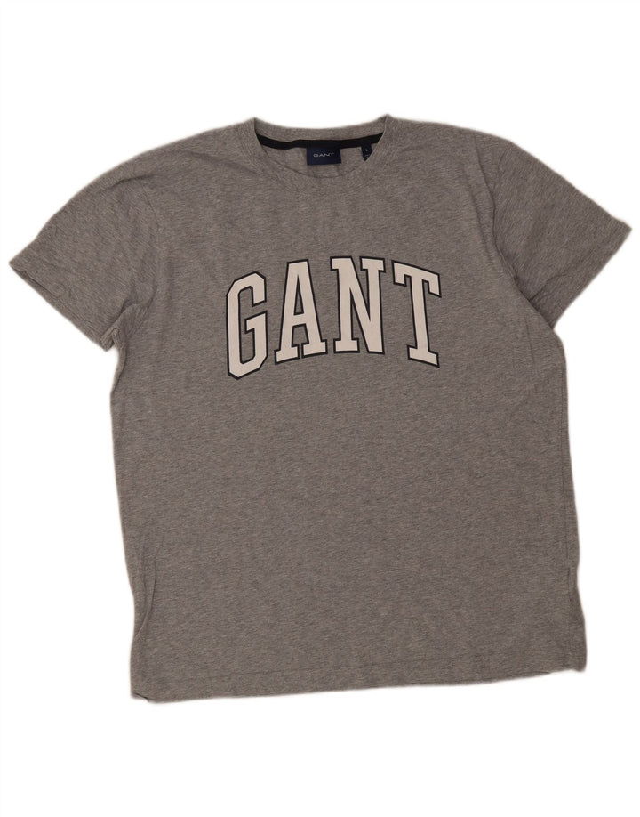 Męski T-shirt z grafiką Gant, duży, szary, bawełniany