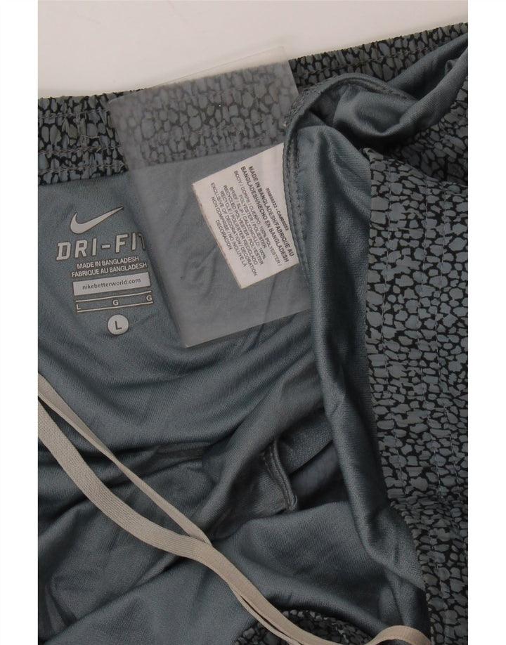 Damskie spodenki sportowe NIKE Dri Fit UK 16, duże, szare, poliestrowe z nadrukiem zwierzęcym