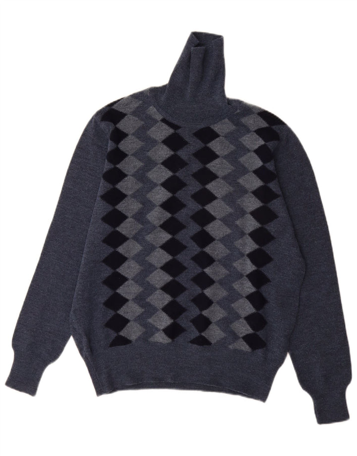 Męski sweter z golfem Golden Gate IT 54 XL Niebieski Argyle/Diamentowa wełna