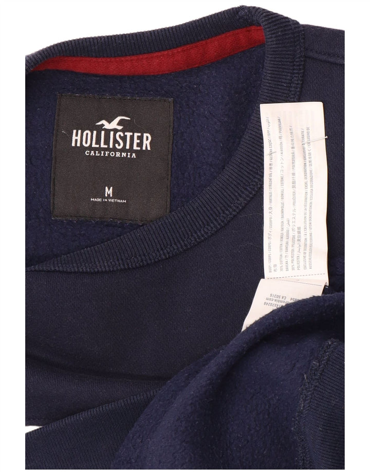 Męski sweter z grafiką Hollister, średni granatowy, blok kolorów