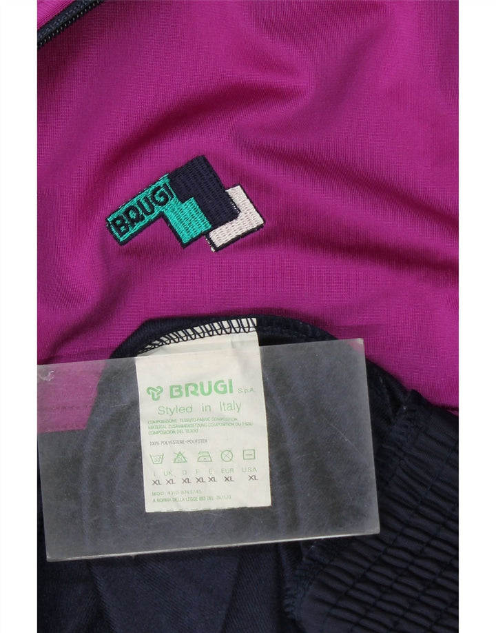 BRUGI Męska kurtka dresowa XL, granatowa, poliester z blokami kolorów