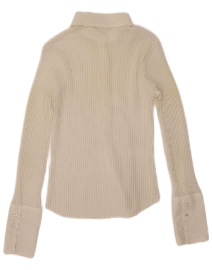 Damska koszula oversize Benetton See Through UK 6 XS w kolorze złamanej bieli, poliester