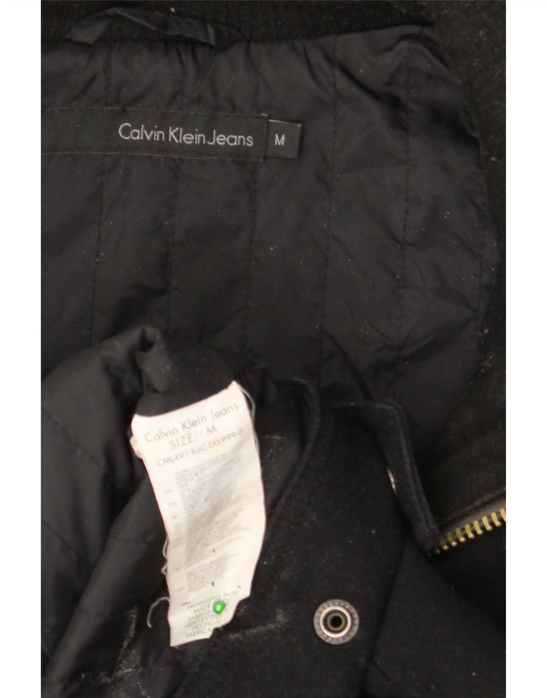 CALVIN KLEIN JEANS Męska kurtka bomber z kapturem UK 38 Średnia czarna wełna