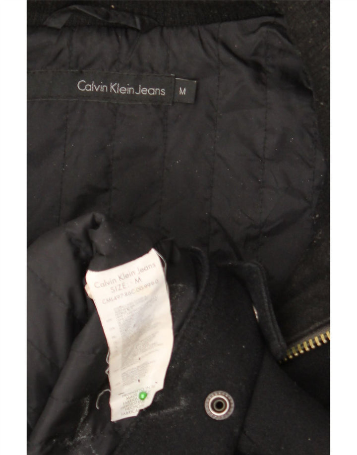 CALVIN KLEIN JEANS Męska kurtka bomber z kapturem UK 38 Średnia czarna wełna