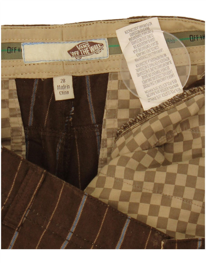 Męskie spodenki chino Vans W28 z poliestru w małe brązowe paski