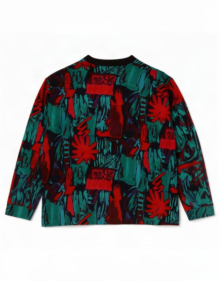 Sweter damski w stylu vintage z abstrakcyjnym wzorem UK 16, duży, wielokolorowy