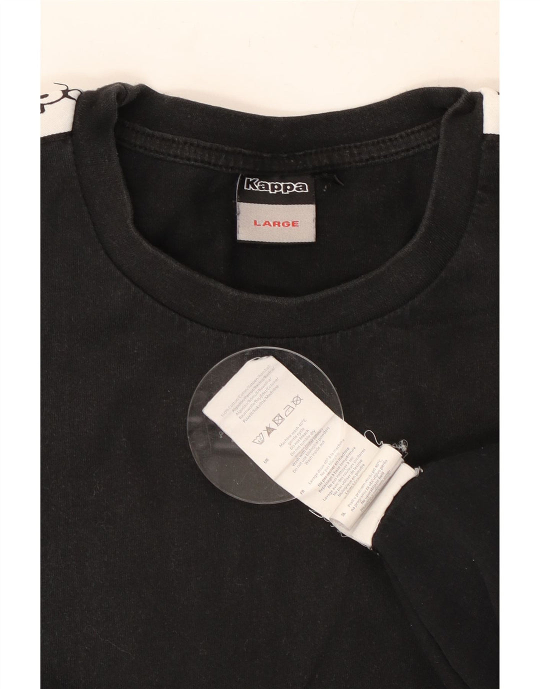 Męski T-shirt z grafiką Kappa, duży, czarny, bawełniany