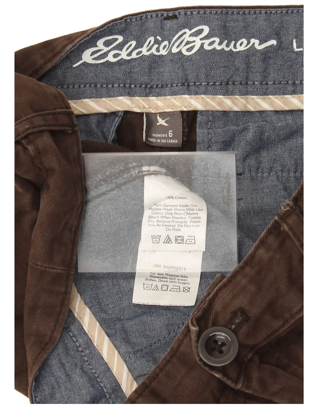 Damskie proste spodnie chino Eddie Bauer US 6 Medium W32 L30 Brązowa bawełna