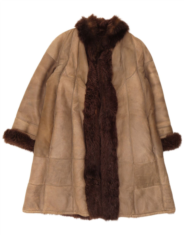 Płaszcz damski Christia Open Shearling UK 14 średni beż