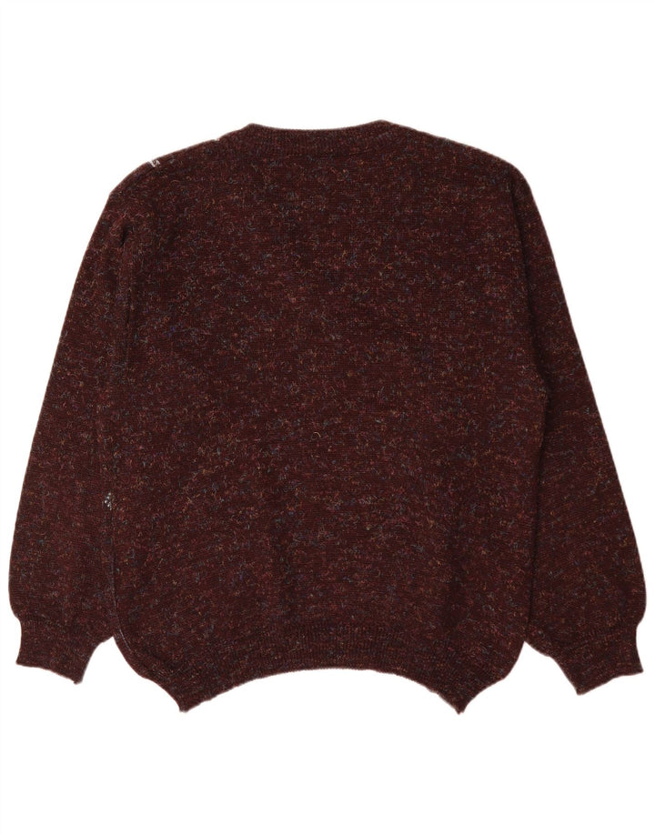 Męski sweter w stylu vintage z dekoltem w szpic IT 48 Średni brązowy geometryczny poliakryl