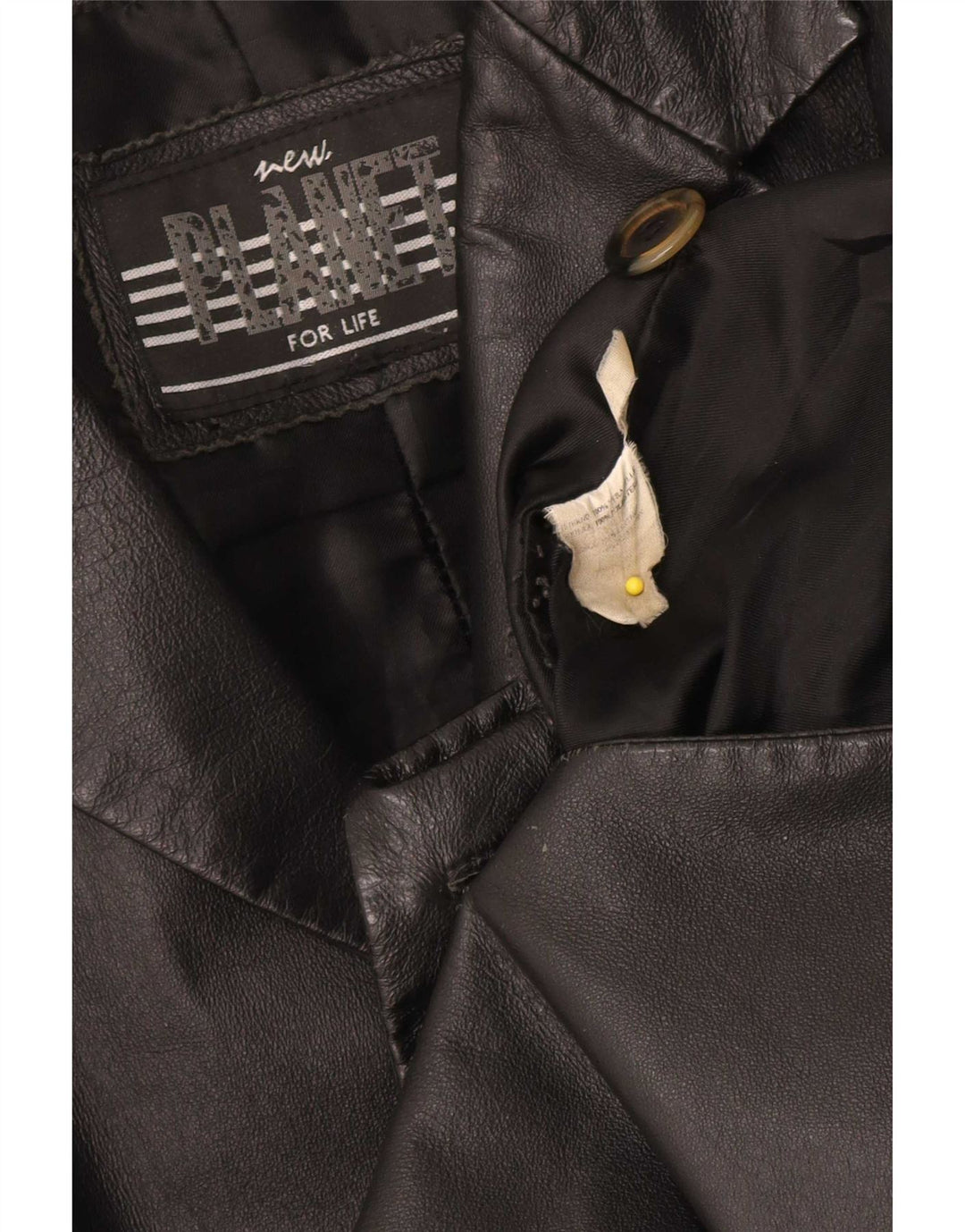 Vintage męska skórzana marynarka zapinana na 2 guziki UK 36 Small Black Classic