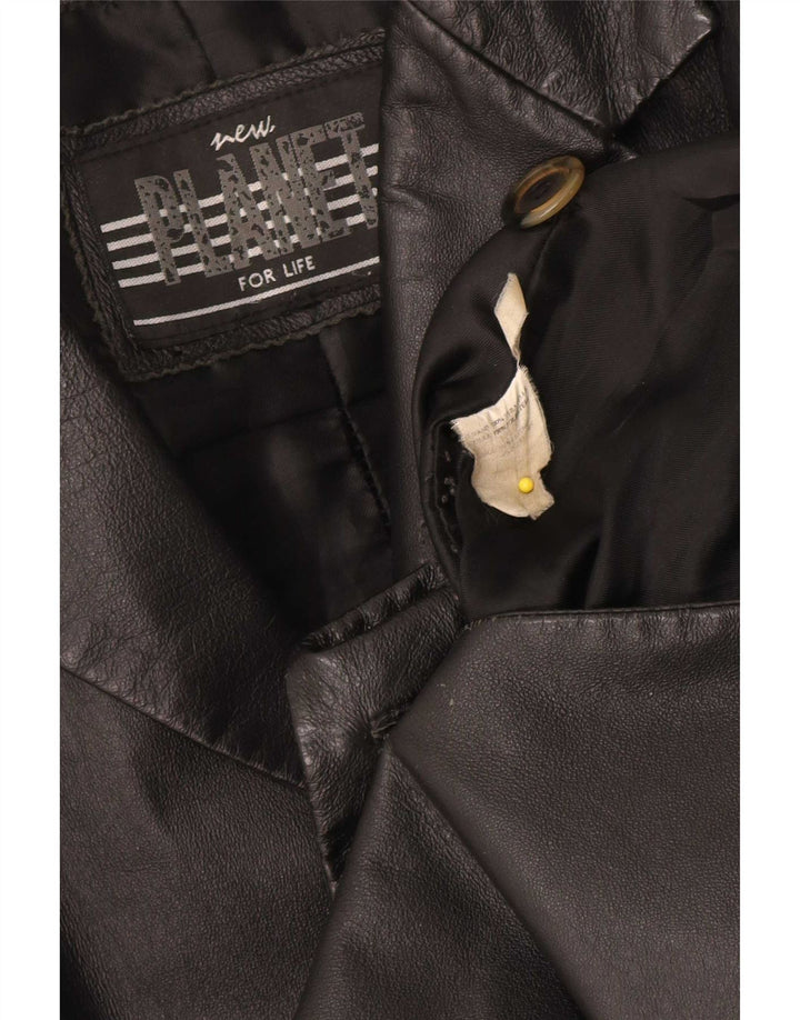 Vintage męska skórzana marynarka zapinana na 2 guziki UK 36 Small Black Classic